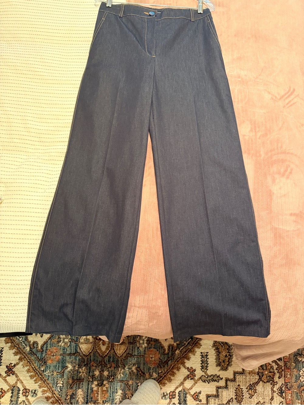 Zara Dark Indigo Wide-Leg High-Rise Jeans